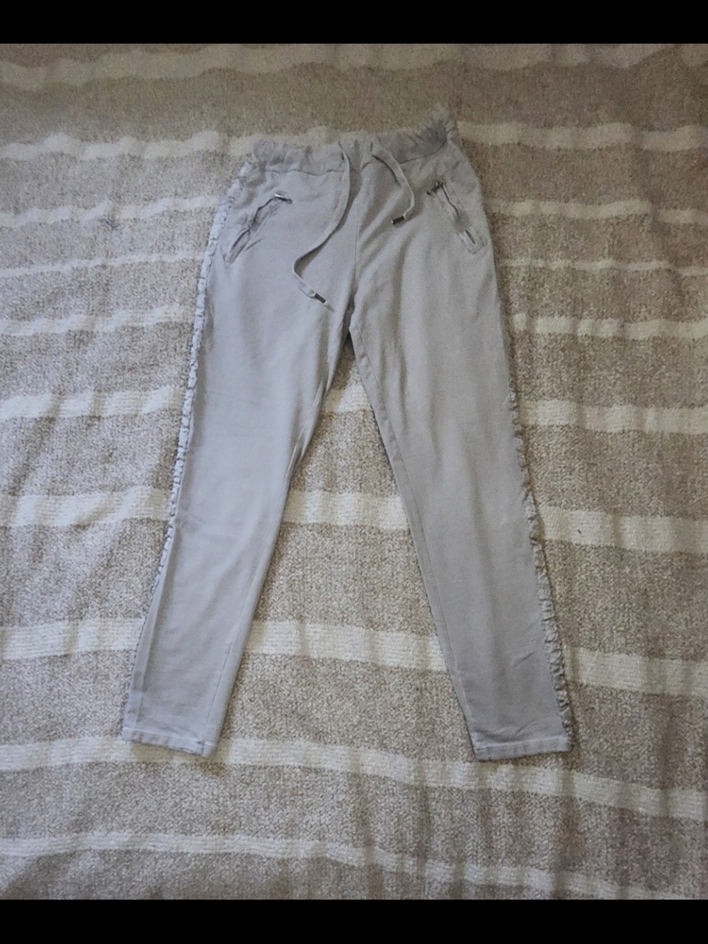 Women’s Light Gray Jogger Sweatpants with Side Fringe